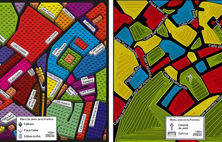Un par de diseños alternativos del mapa de Jerez de la Frontera