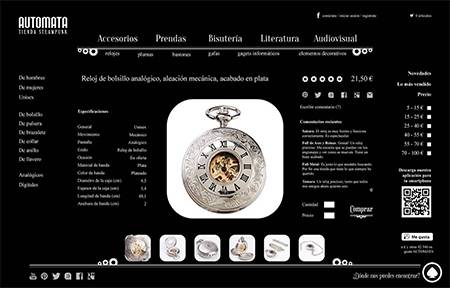 Diseño página web de tienda Steampunk