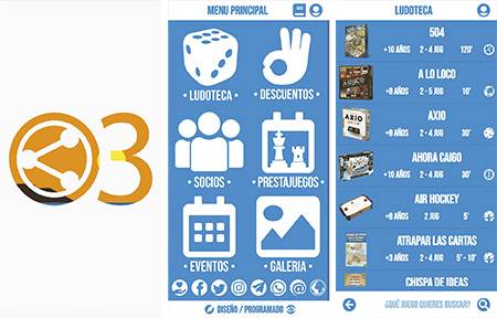 App de la asociación O3 que puedes consultar luditeca, carnet de socio, eventos, galería...
