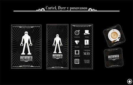 Automata: Cartel, flyer y posavasos de la tienda