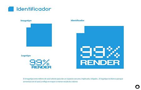 99 º/o Render: Marca de empresa de postproducción low cost. Trata de representar el proceso de renderidaje. Hasta quedar un 99 º/o