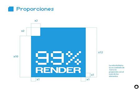99 º/o Render: Proporciones de la marca