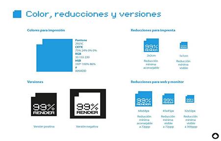 99 º/o Render: Normas de la marca, colores, versiones, reducciones...
